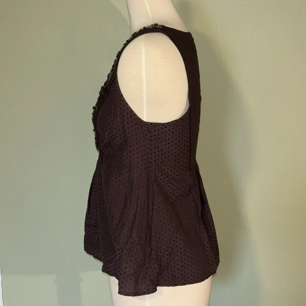 REBECCA TAYLOR beaded embroidered v neck purple women’s top size 4 - Picture 5 of 12